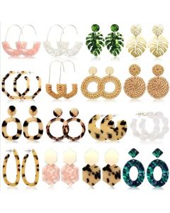 Statement Rattan Earrings for Womens Fun Acrylic Resin Earrings Trendy Bohemian Fashion Jewelry Earrings Set